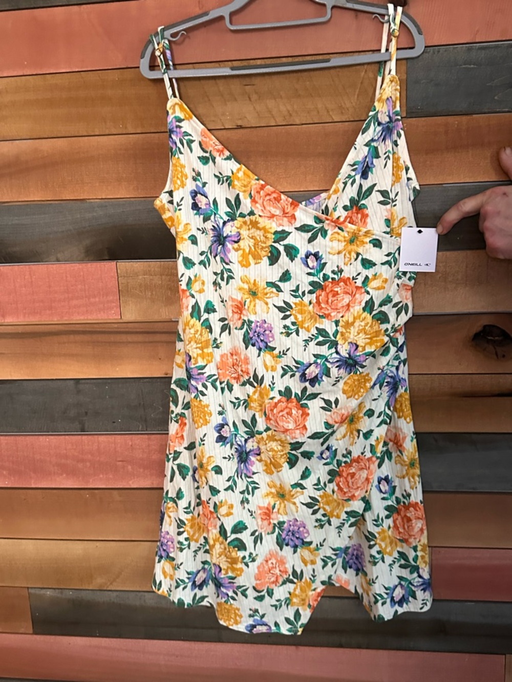O'Neill Cream Slip Dress with Yellow Floral Print